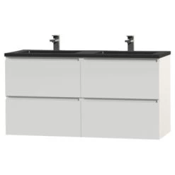 Tiger Karlo Badkamermeubel 120 Cm Hoogglans Wit Met Wastafel Zwart