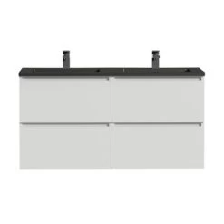 Tiger Karlo Badkamermeubel 120 Cm Hoogglans Wit Met Wastafel Zwart -Badkamer Winkel 123 1048