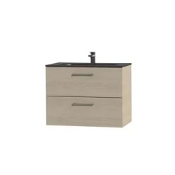 Tiger Badkamermeubel Studio 80cm Naturel Eik/matzwart Met Ronde RVS Greep 5 Tiger Badkamermeubel Studio 80cm Naturel Eik/matzwart Met Ronde RVS Greep -Badkamer Winkel 123 1106