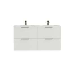 Tiger Badkamermeubel Studio 120cm Hoogglans Wit Met Platte RVS Greep -Badkamer Winkel 123 1112