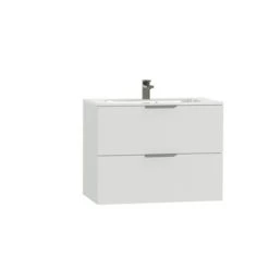 Tiger Badkamermeubel Studio 80ccm Hoogglans Wit Met Platte RVS Greep