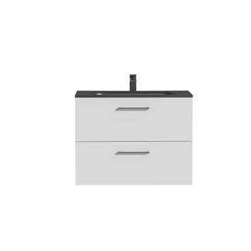 Tiger Badkamermeubel Studio 80cm Hoogglans Wit/matzwart Met Ronde RVS Greep 2 Tiger Badkamermeubel Studio 80cm Hoogglans Wit/matzwart Met Ronde RVS Greep - Afbeelding 2