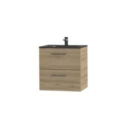 Tiger Badkamermeubel Studio 60cm Chalet Eik/matzwart Met RVS Greep 5 Tiger Badkamermeubel Studio 60cm Chalet Eik/matzwart Met RVS Greep -Badkamer Winkel 123 1127