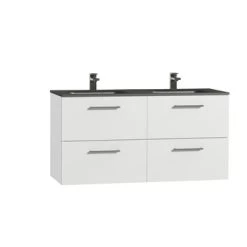 Tiger Badkamermeubel Studio 120cm Hoogglans Wit/matzwart Met RVS Greep