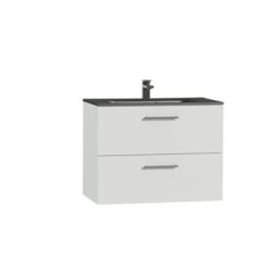 Tiger Badkamermeubel Studio 80cm Hooggglans Wit/matzwart Met RVS Greep