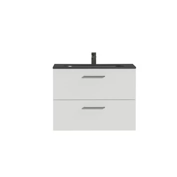 Tiger Badkamermeubel Studio 80cm Hooggglans Wit/matzwart Met RVS Greep 2 Tiger Badkamermeubel Studio 80cm Hooggglans Wit/matzwart Met RVS Greep - Afbeelding 2