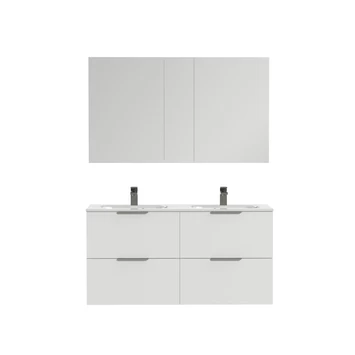 Tiger Badkamermeubel Studio 120cm Hoogglans Wit/matwit Met Platte RVS Greep 1 Tiger Badkamermeubel Studio 120cm Hoogglans Wit/matwit Met Platte RVS Greep