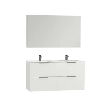 Tiger Badkamermeubel Studio 120cm Hoogglans Wit/matwit Met Platte RVS Greep 3 Tiger Badkamermeubel Studio 120cm Hoogglans Wit/matwit Met Platte RVS Greep - Afbeelding 3