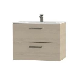 Tiger Badkamermeubel Studio 80cm Naturel Eik/wit Met Ronde RVS Greep 5 Tiger Badkamermeubel Studio 80cm Naturel Eik/wit Met Ronde RVS Greep -Badkamer Winkel 123 1228