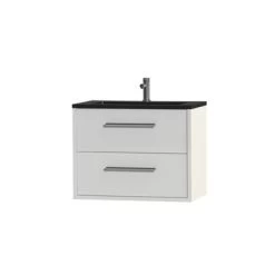 Tiger Badkamermeubel Boston 80cm Hoogglans Wit/matzwart Met Grepen Chroom -Badkamer Winkel 123 1231