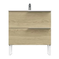 Tiger Badmeubelset Pocket 80 Cm Met 2 Lades Naturel Eik Incl. Looppoten -Badkamer Winkel 123 1248