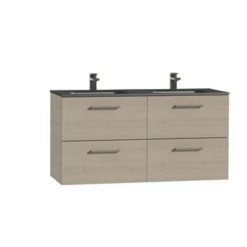 Tiger Badkamermeubel Studio 120cm Naturel Eik/matzwart Met RVS Greep 1 Tiger Badkamermeubel Studio 120cm Naturel Eik/matzwart Met RVS Greep