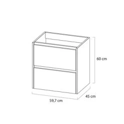 Tiger Reverse Meubelset Met 2 Lades 60 Cm Chalet Eik / Mat Zwart Inclusief Quadro Wastafel Mat Zwart -Badkamer Winkel 123 1263