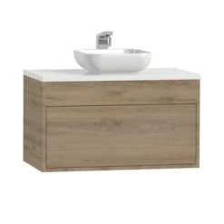 Tiger Helsinki Badkamermeubel 80 Cm Chalet Eiken Met Waskom