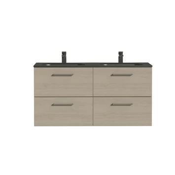 Tiger Badkamermeubel Studio 120cm Naturel Eik/matzwart Met RVS Greep 2 Tiger Badkamermeubel Studio 120cm Naturel Eik/matzwart Met RVS Greep - Afbeelding 2