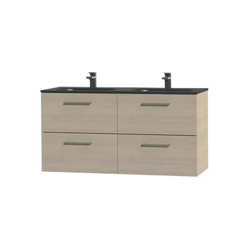 Tiger Badkamermeubel Studio 120cm Naturel Eik/matzwart Met RVS Greep 3 Tiger Badkamermeubel Studio 120cm Naturel Eik/matzwart Met RVS Greep - Afbeelding 3