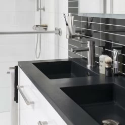 Tiger Maryport Badkamermeubelset 120 Cm Mat Zwart Met Matzwarte Polybeton Wastafel En Matzwarte Grepen -Badkamer Winkel 123 1297