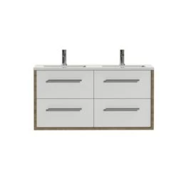 Tiger Badkamermeubel Boston 120cm Chalet Eik/wit Met Grepen RVS