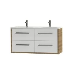 Tiger Badkamermeubel Boston 120cm Chalet Eik/wit Met Grepen RVS 5 Tiger Badkamermeubel Boston 120cm Chalet Eik/wit Met Grepen RVS -Badkamer Winkel 123 1305