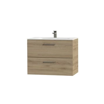 Tiger Badkamermeubel Studio 80cm Chalet Eik/matwit Met RVS Greep 3 Tiger Badkamermeubel Studio 80cm Chalet Eik/matwit Met RVS Greep - Afbeelding 3