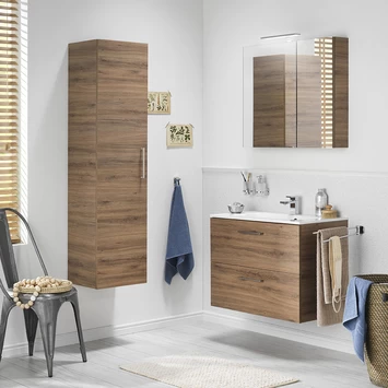 Tiger Badkamermeubel Studio 80cm Chalet Eik/matwit Met RVS Greep 4 Tiger Badkamermeubel Studio 80cm Chalet Eik/matwit Met RVS Greep - Afbeelding 4