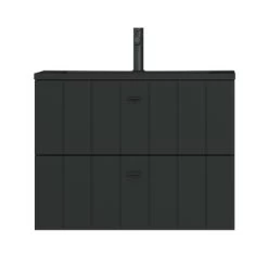 Tiger Maryport Badkamermeubelset 80 Cm Mat Zwart Met Matzwarte Polybeton Wastafel En Matzwarte Grepen -Badkamer Winkel 123 1329