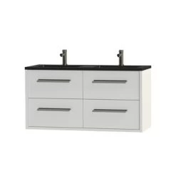 Tiger Badkamermeubel Boston 120cm Hoogglans Wit/matzwart Met Grepen RVS -Badkamer Winkel 123 1345