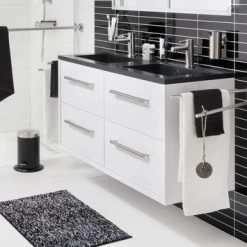 Tiger Badkamermeubel Boston 120cm Hoogglans Wit/matzwart Met Grepen RVS -Badkamer Winkel 123 1346