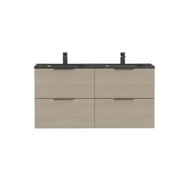 Tiger Badkamermeubel Studio 120cm Naturel Eik/matzwart Met Platte RVS Greep 2 Tiger Badkamermeubel Studio 120cm Naturel Eik/matzwart Met Platte RVS Greep - Afbeelding 2