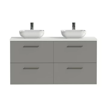 Tiger Badkamermeubel Studio 120cm Matgrijs/witte Waskom Met Vierkante Greep 1 Tiger Badkamermeubel Studio 120cm Matgrijs/witte Waskom Met Vierkante Greep