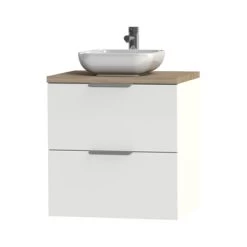 Tiger Badkamermeubel Studio 60cm Hoogglans Wit/witte Waskom Met Profielgrepen -Badkamer Winkel 123 1394