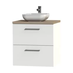 Tiger Badkamermeubel Studio 60cm Hoogglans Wit/witte Waskom Met Ronde Greep -Badkamer Winkel 123 1409