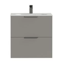 Tiger Badkamermeubel Studio 60 Cm Mat Grijs Met Polybeton Wastafel Mat Wit En Profielgrepen