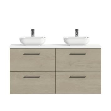 Tiger Badkamermeubel Studio 120cm Naturel Eik/witte Waskom Met Vierkante Greep 1 Tiger Badkamermeubel Studio 120cm Naturel Eik/witte Waskom Met Vierkante Greep