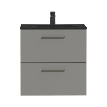 Tiger Badkamermeubel Studio 60 Cm Mat Grijs Met Polybeton Wastafel Mat Zwart En Vierkante Grepen 1 Tiger Badkamermeubel Studio 60 Cm Mat Grijs Met Polybeton Wastafel Mat Zwart En Vierkante Grepen