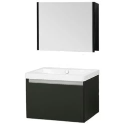 Stripe Badmeubelset Hoogglans Zwart 60 Cm