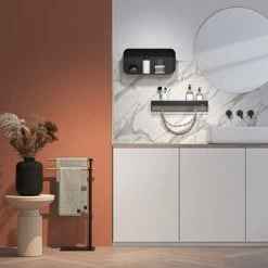 Sealskin Brix Wandrek Met Handdoekrek 55 Cm Zwart -Badkamer Winkel 123 1739