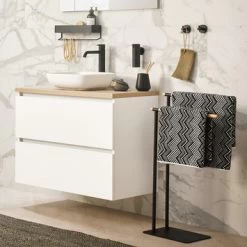 Sealskin Plank- En Handdoekhouder Brix Zwart -Badkamer Winkel 123 1918