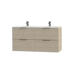 Tiger Badkamermeubel Studio 120cm Naturel Eik/matwit Met Platte RVS Greep 5 Tiger Badkamermeubel Studio 120cm Naturel Eik/matwit Met Platte RVS Greep -Badkamer Winkel 123 192