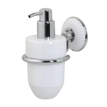 Tiger Ivy Zeepdispenser 200ml Chroom/wit Keramiek 1 Tiger Ivy Zeepdispenser 200ml Chroom/wit Keramiek