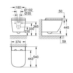 Grohe Wandcloset Ceramic -Badkamer Winkel 123 240