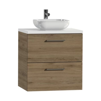 Tiger Badkamermeubel Studio 60cm Chalet Eik/witte Waskom Met Vierkante Greep 2 Tiger Badkamermeubel Studio 60cm Chalet Eik/witte Waskom Met Vierkante Greep - Afbeelding 2