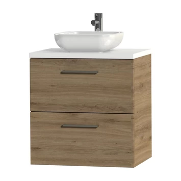 Tiger Badkamermeubel Studio 60cm Chalet Eik/witte Waskom Met Vierkante Greep 3 Tiger Badkamermeubel Studio 60cm Chalet Eik/witte Waskom Met Vierkante Greep - Afbeelding 3