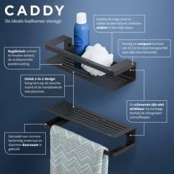 Tiger Douchemand Met Handdoekhouder Caddy Zw 20 Tiger Douchemand Met Handdoekhouder Caddy Zw -Badkamer Winkel 123 2822