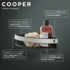 Tiger Hoekdouchemand Cooper 21 Cm RVS/zwart -Badkamer Winkel 123 2842
