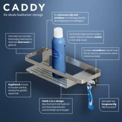 Tiger Douchemand Met Haak Caddy Rvs 14 Tiger Douchemand Met Haak Caddy Rvs -Badkamer Winkel 123 2850