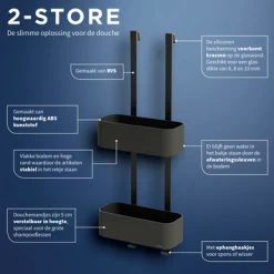 Tiger Doucherek Ophangbaar 2-store 25cm Zwart -Badkamer Winkel 123 2935