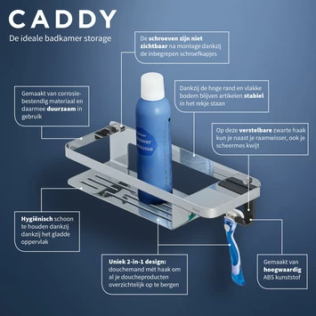 Tiger Douchemand Met Haak Caddy Chroom 8 Tiger Douchemand Met Haak Caddy Chroom - Afbeelding 8