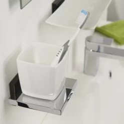 Tiger Bekerhouder Zenna Hangend Met Beker Chroom/Wengé -Badkamer Winkel 123 3107