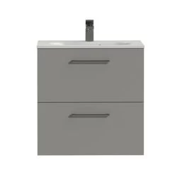 Tiger Badkamermeubel Studio 60 Cm Mat Grijs Met Polybeton Wastafel Mat Wit En Ronde Grepen